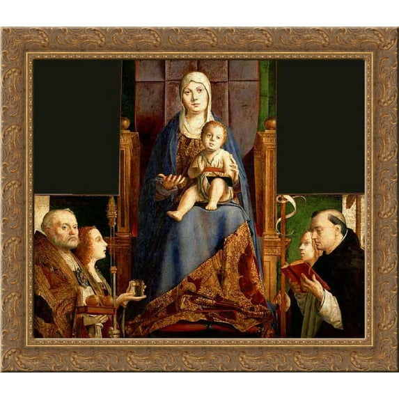 San Cassiano Altarpiece 20x20 Gold Ornate Wood Framed Canvas Art by Messina, Antonello da