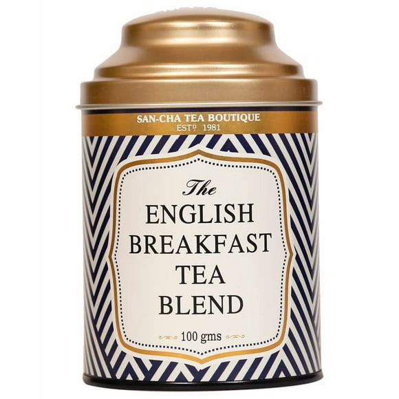 San-Cha English Breakfast Tea Blend - 100gm, 3.5 Ounce, 50+ Cups | Full Bodied Tea With Woody Notes - Rich Flavor Whole Leaf Assam Tea | Medium Caffeine Loose Tea Leaf