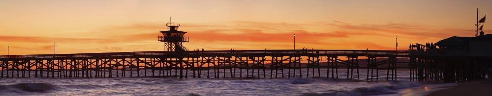 San Clemente Municipal Pier In Sunset Panorama San Clemente City Orange County Southern California Usa Canvas Art - Richard Cummins Design Pics (44 x 9)