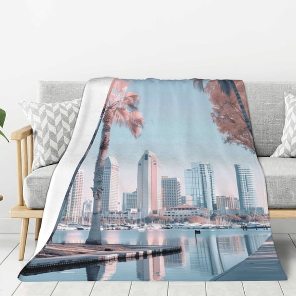 San Diego (1) Throw Blanket for Stylish Warm Winter Cabin Ultra-Soft Micro Fleece Blanket, Premium Microfiber, Silky Soft, Plush, Warm and Lightweight for Couch, Sofa, Bed - 40"X30"