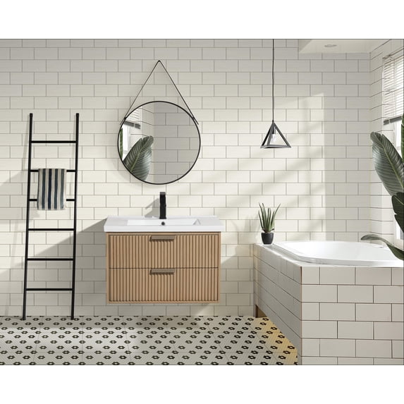 San Diego 30" Floating Bathroom Vanity Oak