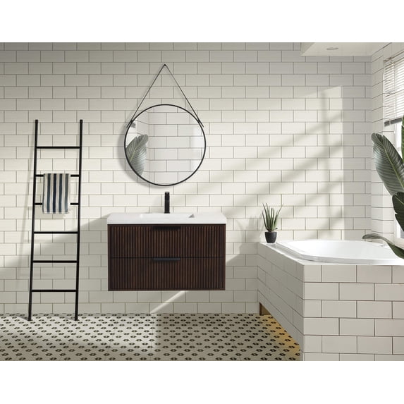 San Diego 36" Floating Bathroom Vanity Walnut