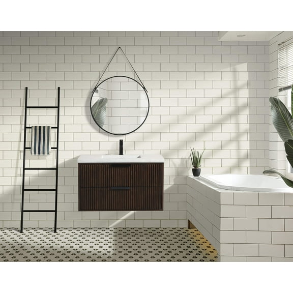 San Diego 36" Floating Bathroom Vanity Walnut