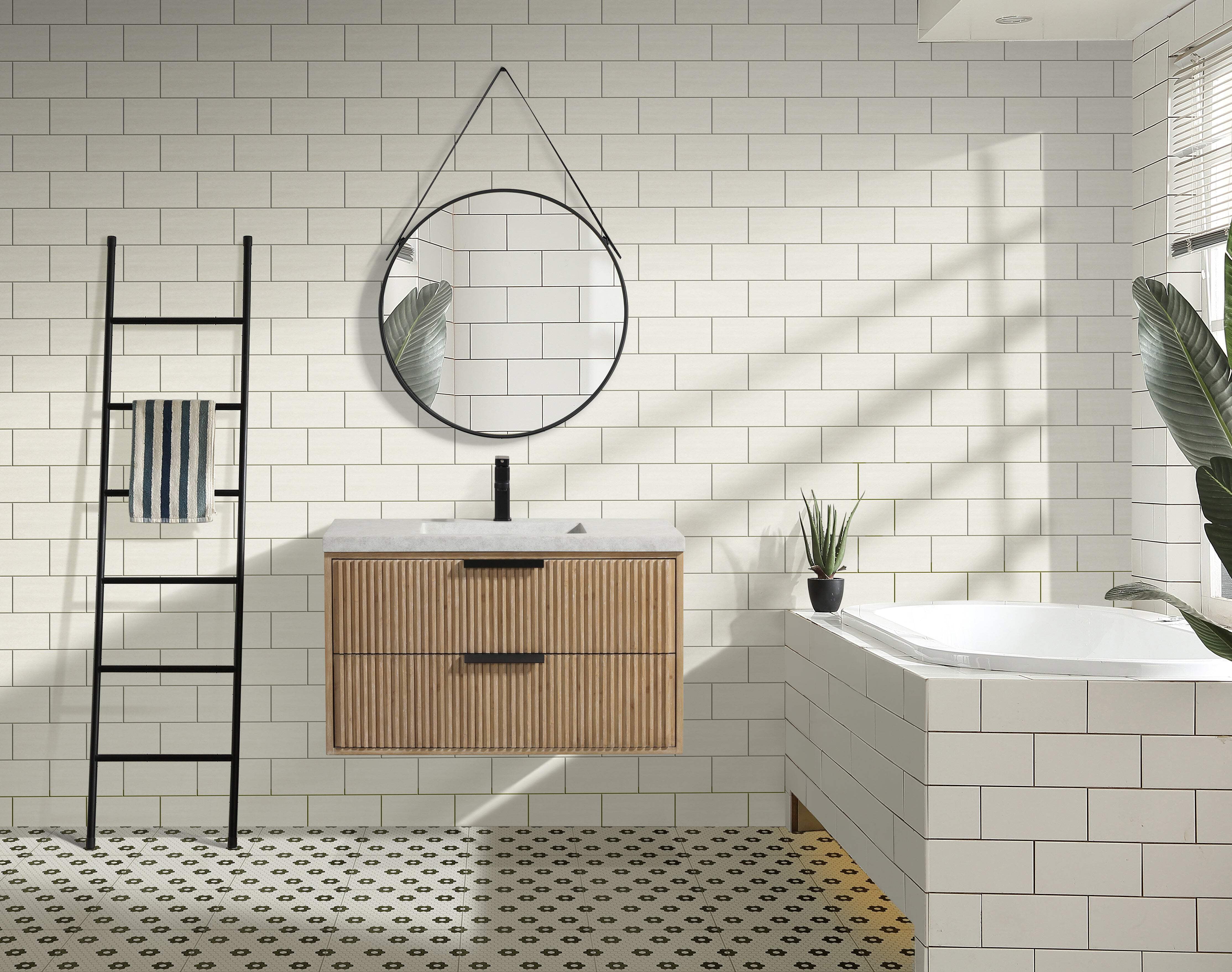 San Diego 36" Weathered Fir Floating Bathroom Vanity with Concrete Top