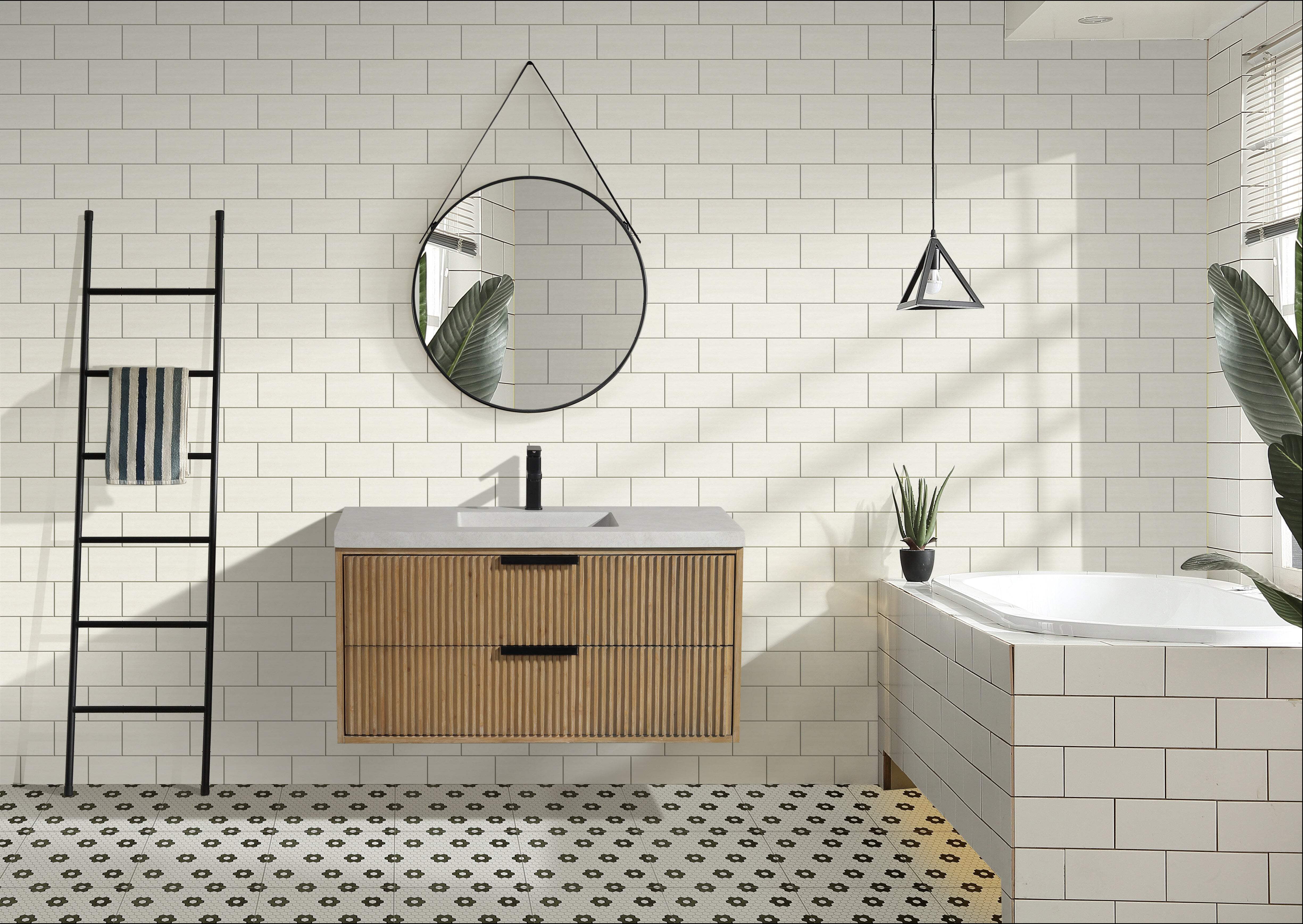 San Diego 42" Weathered Fir Floating Bathroom Vanity with Concrete Countertop