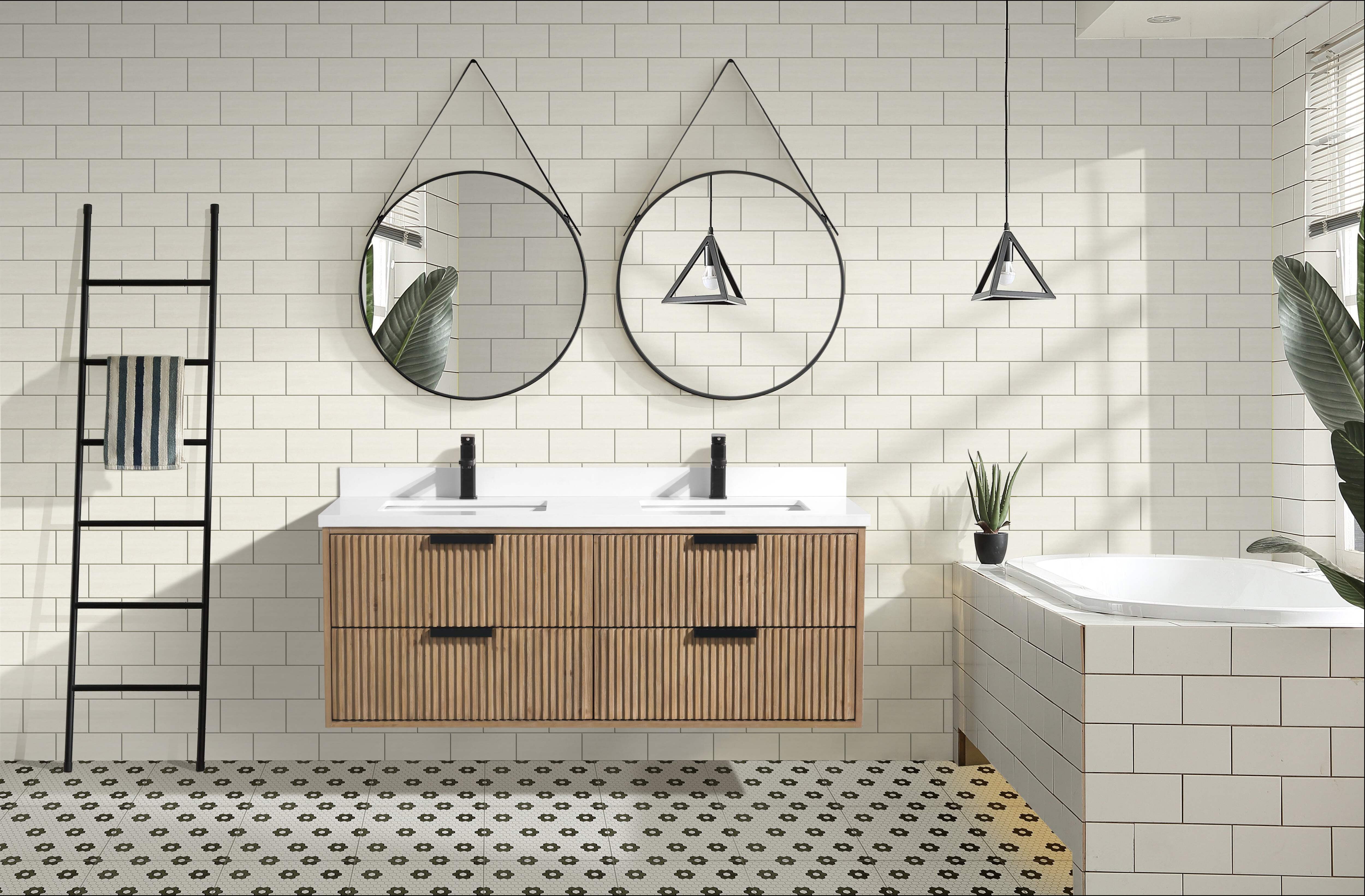 San Diego 55'' Weathered Fir Double Bathroom Vanity