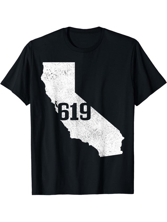 San Diego 619 Area Code California State Map Pride Vintage T-Shirt
