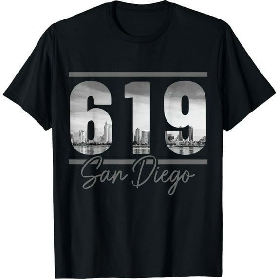 San Diego 619 Area Code Vintage Skyline California T-Shirt