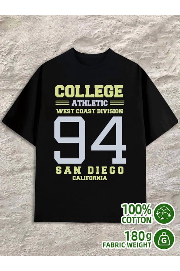 San Diego 94 Tee men black 180G 100% Cotton Breathable fabric, crew neck, short sleeves Vintage Unisex Shirt Graphic tshirts Unique Design Unisex Shirt Printed tshirts