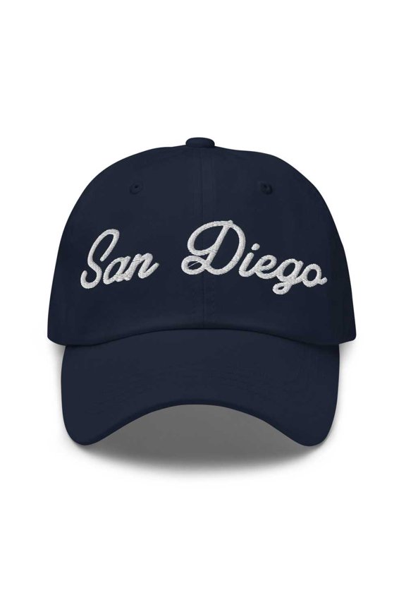 San Diego Baseball Cap San Diego Dad Hat Bold Script California CA Hat Embroidered Souvenir Gift Navy