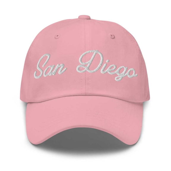 San Diego Baseball Cap San Diego Dad Hat Bold Script California CA Hat Embroidered Souvenir Gift Pink