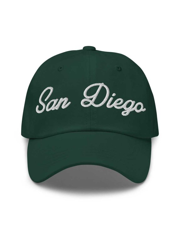 San Diego Baseball Cap San Diego Dad Hat Bold Script California CA Hat Embroidered Souvenir Gift Spruce