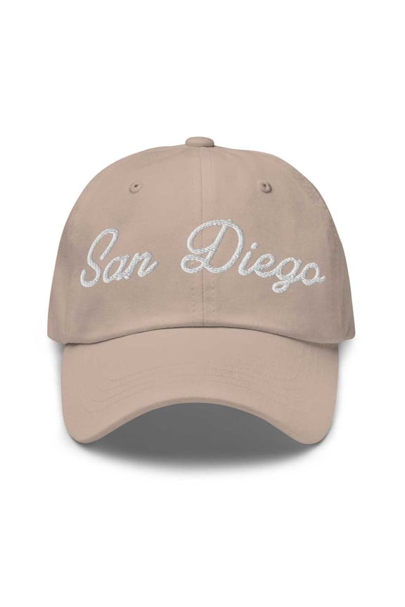 San Diego Baseball Cap San Diego Dad Hat Bold Script California CA Hat Embroidered Souvenir Gift Stone