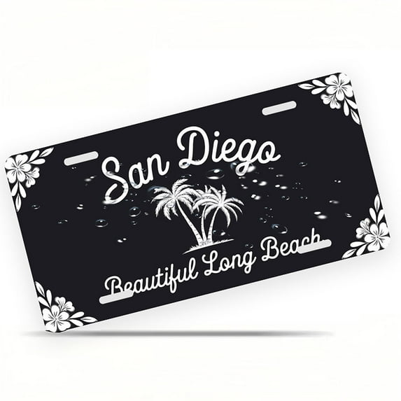 San Diego Beach Logo Front License Plate, Metal License Plate, Funny Standard Plates Personalized Novelty Decorative For Men/Women/Boys/Girls Car 6×12 Inch