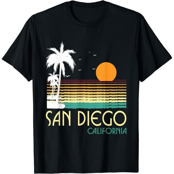 San Diego CA Palm Trees California Souvenir Retro Vintage T-Shirt