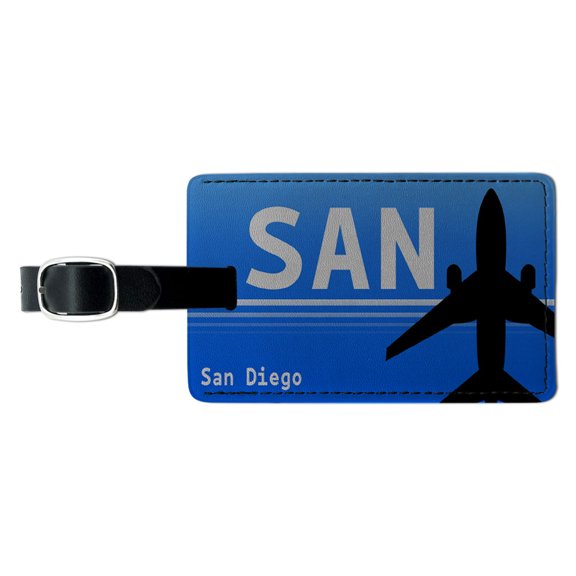 San Diego CA (SAN) Airport Code Leather Luggage ID Tag Suitcase Carry-On