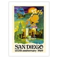 thumbnail image 1 of San Diego California - 200th Anniversary 1969 - Vintage Travel Poster by France Carpentier c.1969 - Bamboo Fine Art 290gsm Paper Print (Unframed) 18x24in, 1 of 4