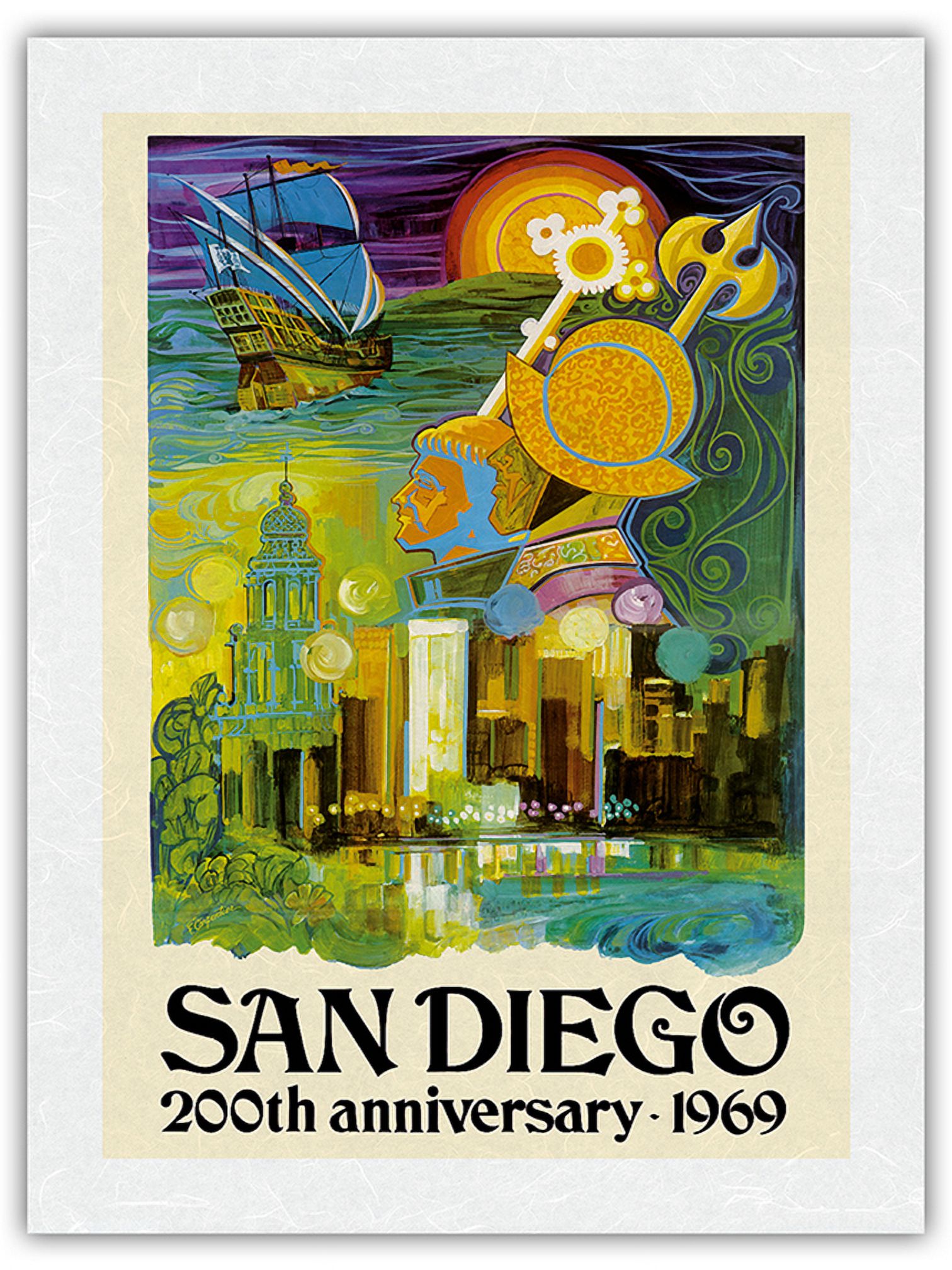 San Diego California - 200th Anniversary 1969 - Vintage Travel Poster ...