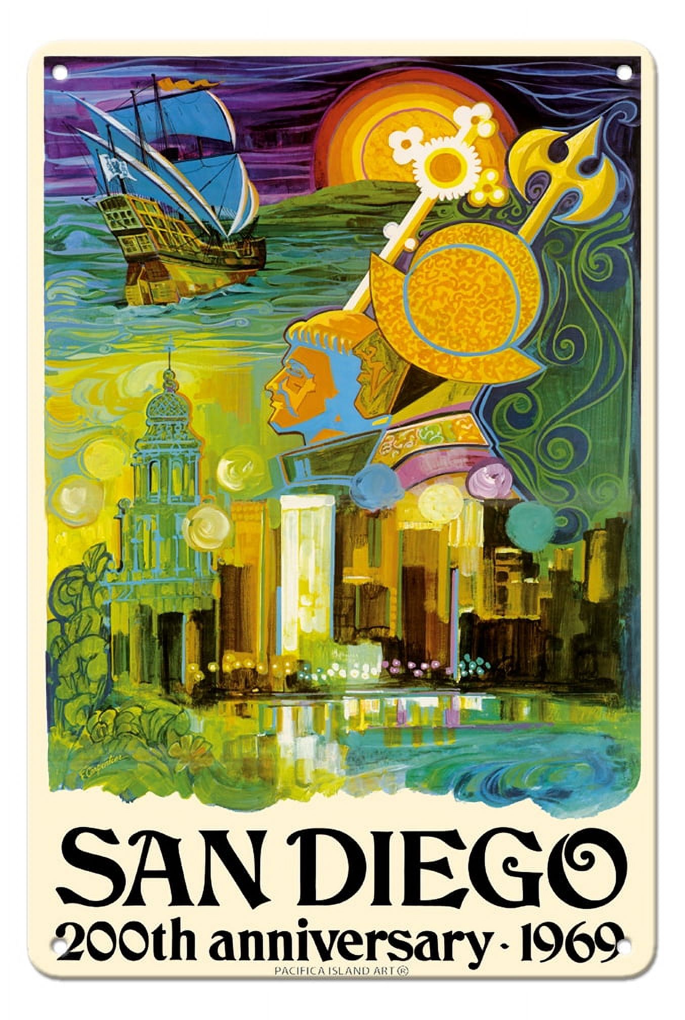 San Diego California - 200th Anniversary 1969 - Vintage Travel Poster ...