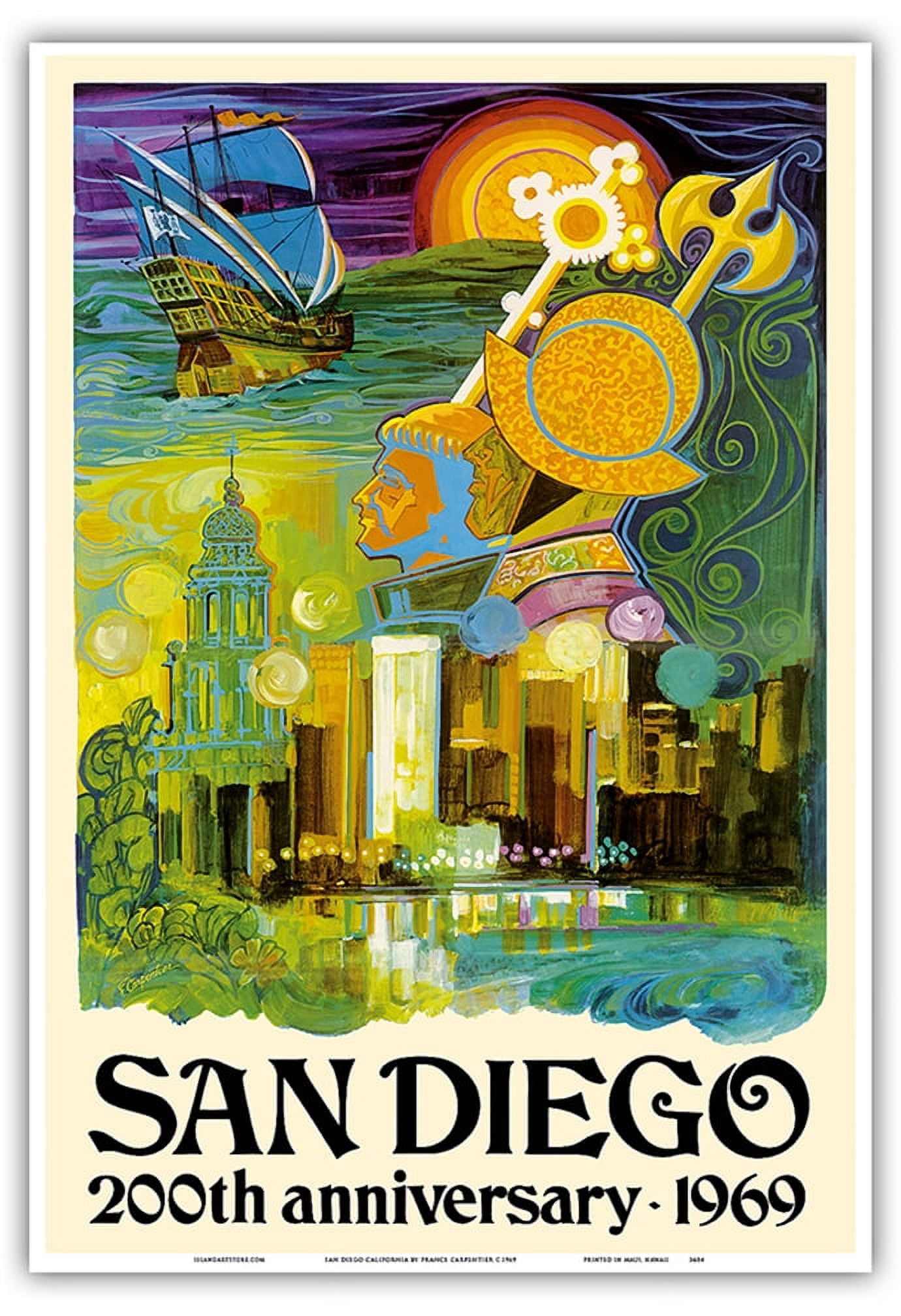 San Diego California - 200th Anniversary 1969 - Vintage Travel Poster ...