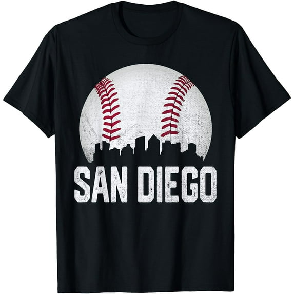 San Diego California CA Vintage Graphic Athletic Style Women T-Shirt Black X-Large