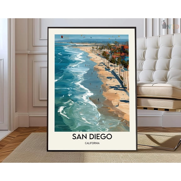 San Diego California Map Poster, Unframed Paper Poster 11x14in
