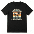 thumbnail image 1 of San Diego California Palm Trees Retro Graphic Tee for Men and Women, Outdoor Beach Cotton Short Sleeves T-Shirt, 1 of 5