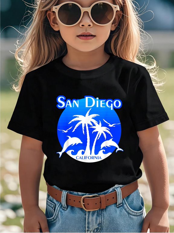 San Diego, California Tourist Beach Souvenir Men Women Girls KidsCotton Soft Graphic Tee Breathable Playwear T-Shirt