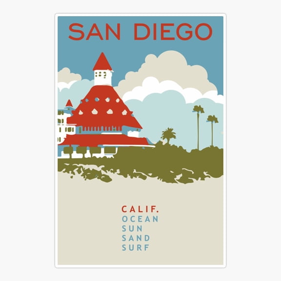 San Diego California Version Three Travel Sticker