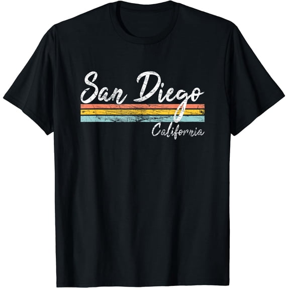 San Diego - California - Vintage Distressed Design - Classic T-Shirt Black 3X-Large