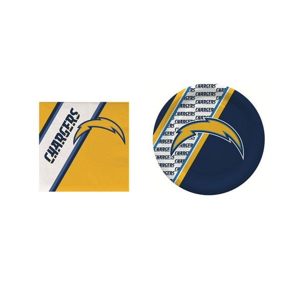 San Diego Chargers 20 Pc Disposable Paper Plates And 20 Pc Disposable Napkins