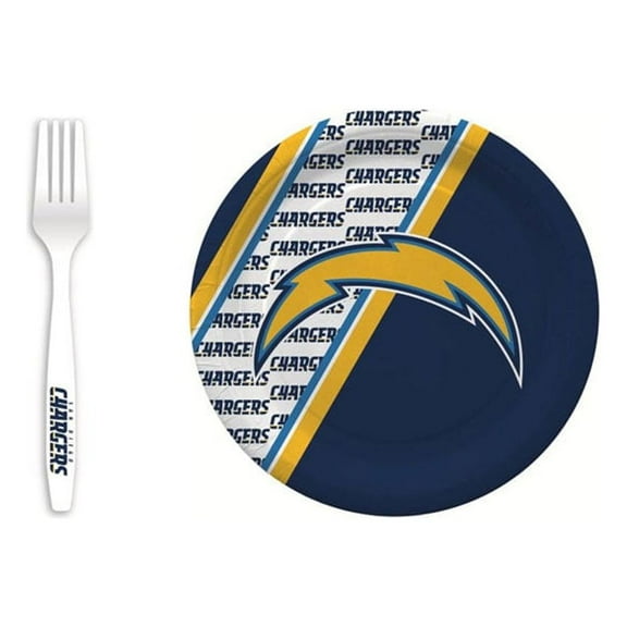 San Diego Chargers 20 Pc Disposable Paper Plates And 20 Pc Plastic Forks