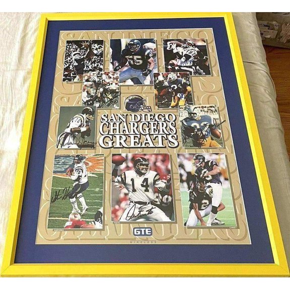 San Diego Chargers Greats autographed poster framed Lance Alworth Dan Fouts Junior Seau JSA