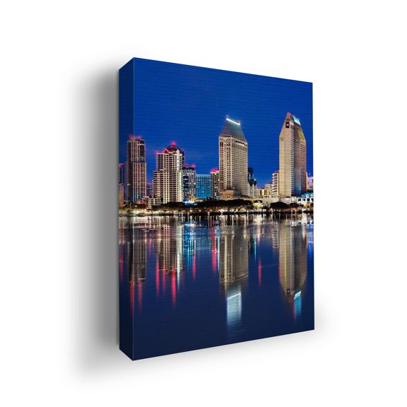 San Diego City Canvas Wall Art by Mavis Print- 12x16 inches City Wall Decor | HD Printed & Wooden framed wall art | UV and Water Resistant Modern Architect Wall Decor for Gift | Made in USA