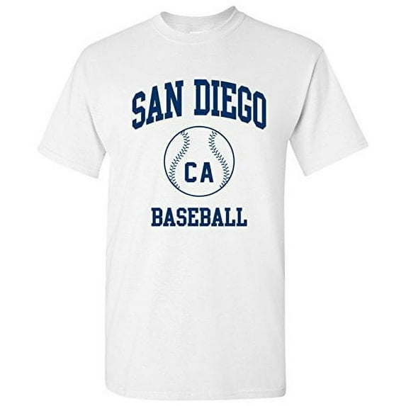 San Diego Classic Baseball Arch Basic Cotton T-Shirt - 3X-Large - White