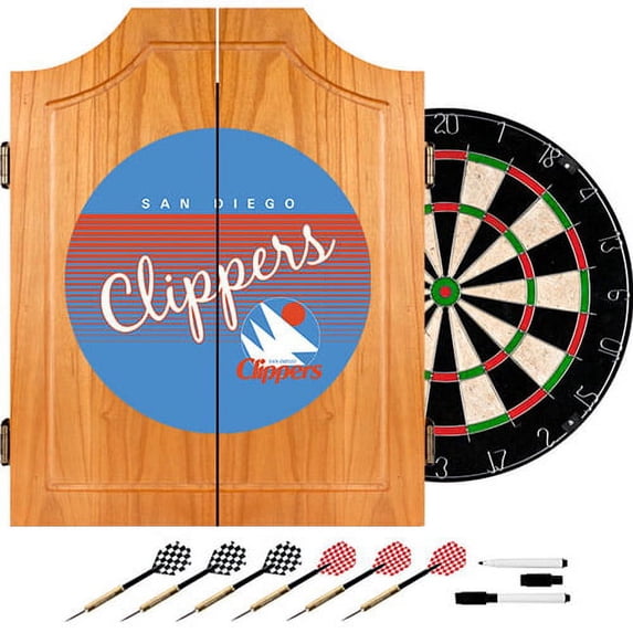 San Diego Clippers Hardwood Classics NBA Wood Dart Cabinet
