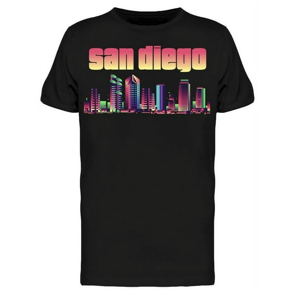 San Diego, Colorful Skyline T-Shirt Men -Image by Shutterstock, Male 3X-Large