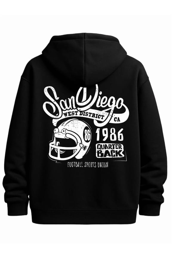 San Diego Football graphic hoodies mens machine washable black Comfortable for Casual Wear Daily and Weekend Wear Hip-Hop Streetwear elegant Unique Design Unisex hoodie