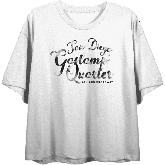 San Diego Gaslamp Quarter 4th and Broadway Women's White Crew Neck Short Sleeve Top-Medium