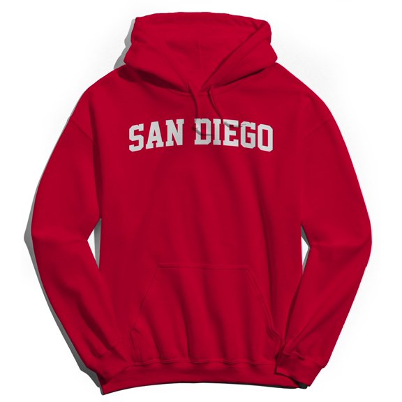 San Diego Graphic Red Men's Cotton Pullover Hoodie