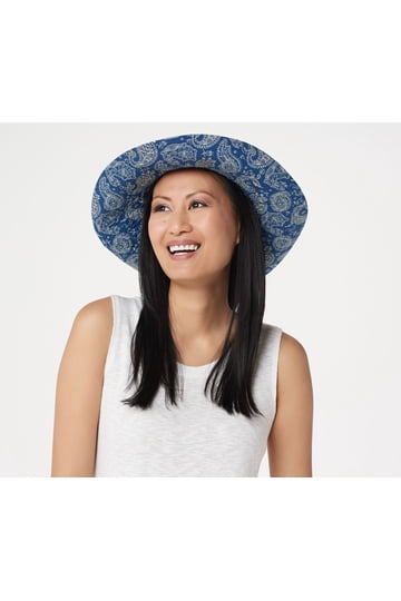 San Diego Hat Co Womens Multi Stripe Floppy Sun Hat Purple Floral Wide Brim O/S Day Off - Multi Striped Round Crown Floppy – San Diego Hat  main image 3