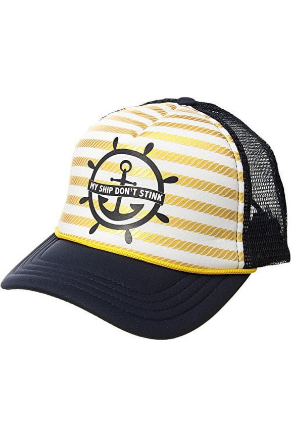 San Diego Hat Company "My Ship Don't Stink" Trucker Young Kids Cap Navy 3-6 Yrs