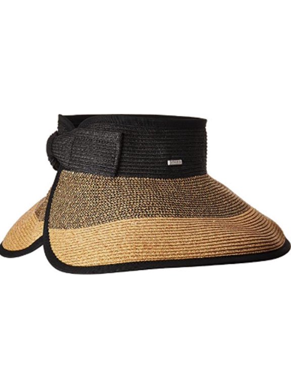 San Diego Hat Company Women's Roll Up Visor With Bow Closure UBV038 upf50+ (Mixed Natural)