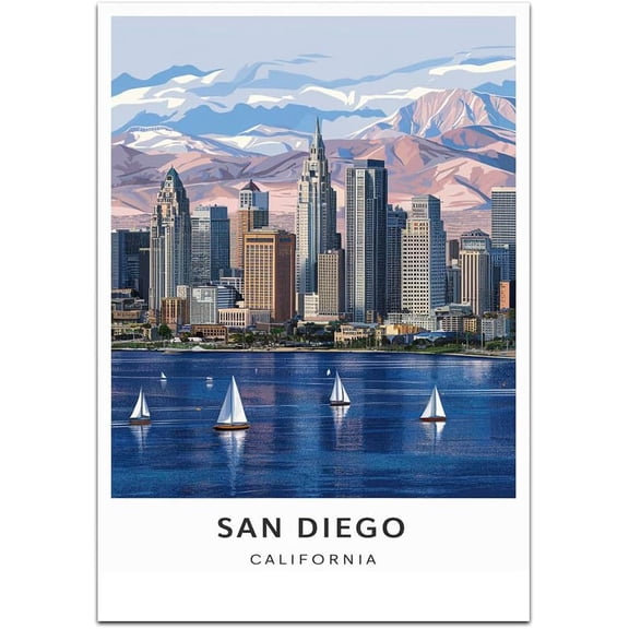 San Diego Map Retro Style Travel Canvas, San Diego Map Vintage Rustic Canvas Print, Home Office Wall Decoration, San Diego Map Country Canvas Canvas EmwaXQ
