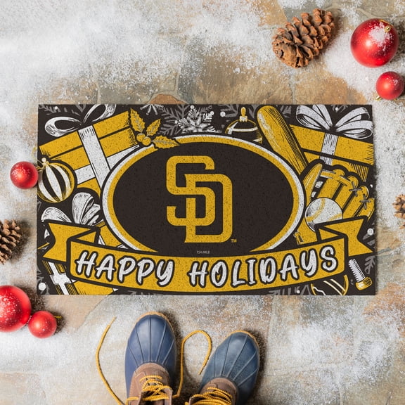 San Diego Padres 28" x 16" Happy Holidays Christmas Turf Door Mat