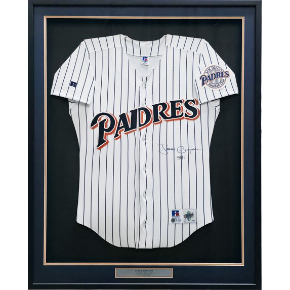 San Diego Padres Tony Gwynn Autographed Framed White Russell Jersey "3141" Beckett BAS QR #BP55357