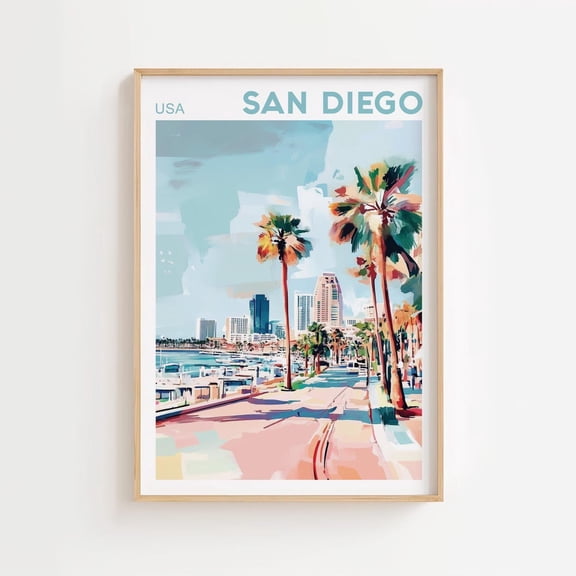 San Diego Print, California Wall Art, United States, San Diego Cityscape, California , USA Art, Travel Gift Poster Decor, Size 8x12 UNFFRAMED F03.1.8l2237