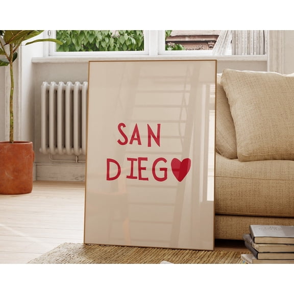 San Diego Print San Diego Wall Art San Diego California Art San Diego Heart Poster San Diego Decor San Diego Ca 1 Print Wall Art, Modern Wall Decor, 8x12 UNFRAMED