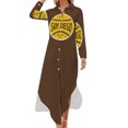 thumbnail image 1 of San Diego Retro Big League Baseball - Brown Long Sleeved Shirt Dress elegant and pretty women's dresses women clothes, 1 of 6