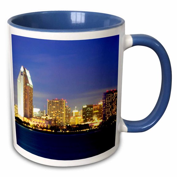 3drose, San Diego Skyline, Mission Bay, California, Usa - Us05 Jal0172 - John Alves, 15oz Two-tone Blue Mug